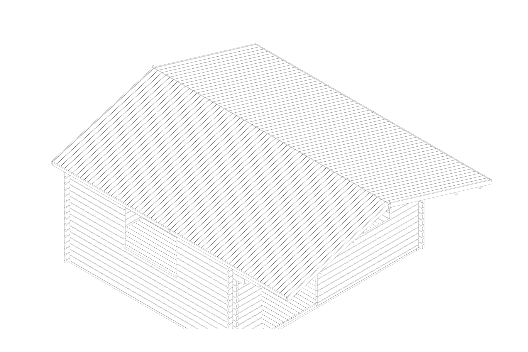 Illustrative axonometric excerpt from an order-specific Eurodita bespoke garden-office drawing set