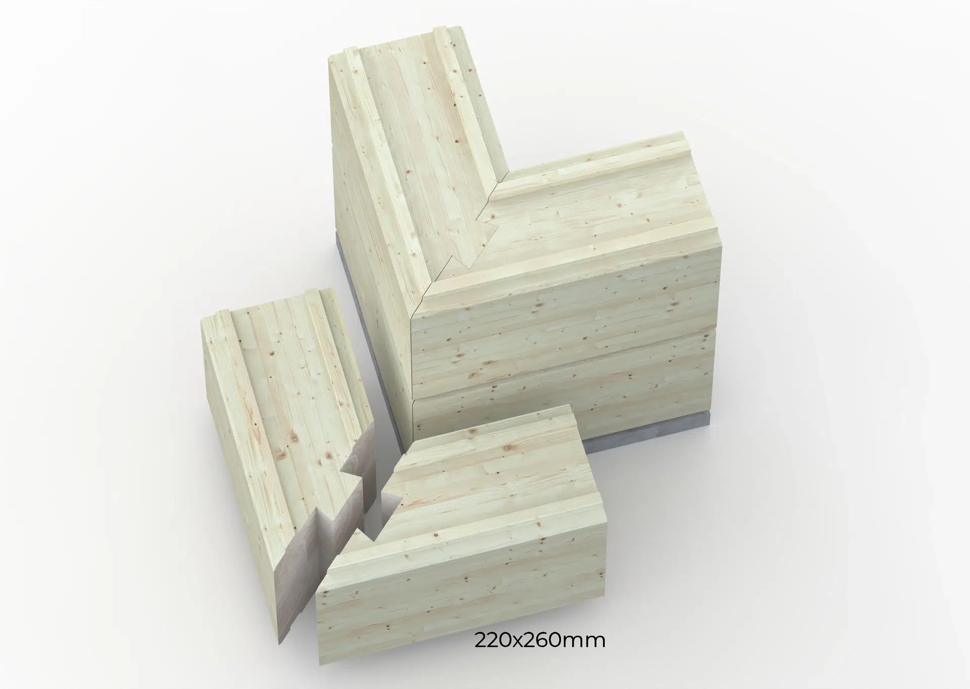 Illustrative 220 x 260 mm component-profile geometry from a Eurodita order example