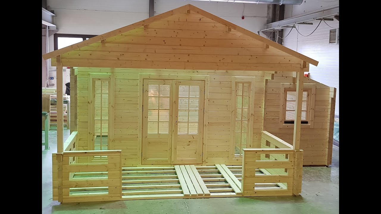 Timber cabin assembly inside the Eurodita factory in Lithuania