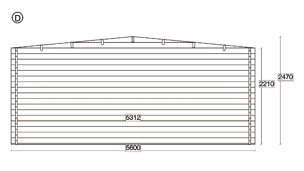 Elevation D of Apex Garden Studio 5.6x6.2, dimensioned drawing