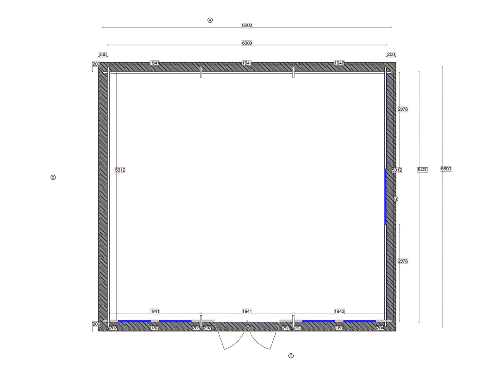 Floor plan of Apex Garden Studio 5.6x6.2, dimensioned drawing