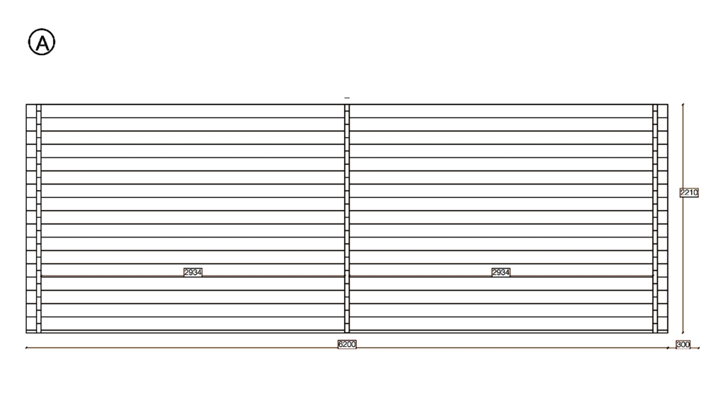 Elevation A of Apex Log Garage 3.9x5.9, dimensioned drawing