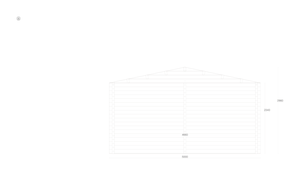 Side B elevation for Apex Timber Building 5.0x7.0 | Project LOGAPX-466x666-070-P2779, overall footprint 5.0x7.0m