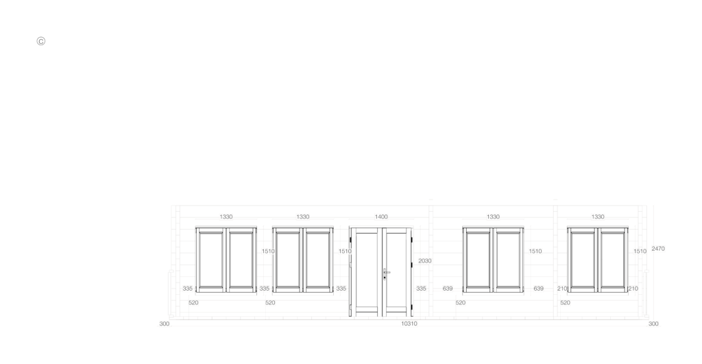 Side C elevation for Glulam Apex Holiday Cabin 5.9x10.3, apex roof profile