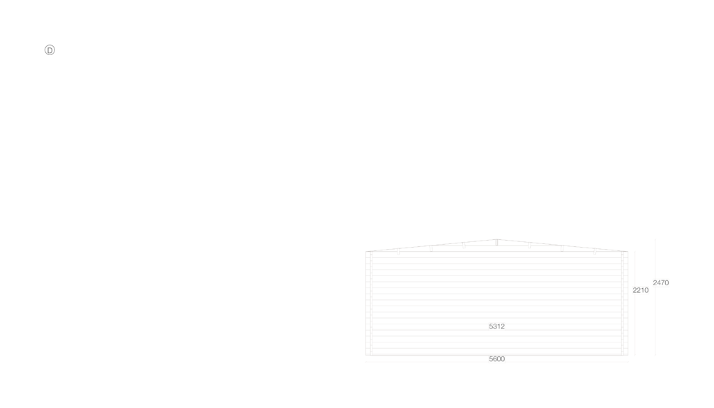 Side D elevation for Apex Garden Studio 5.6x6.2, overall footprint 5.6x6.2m