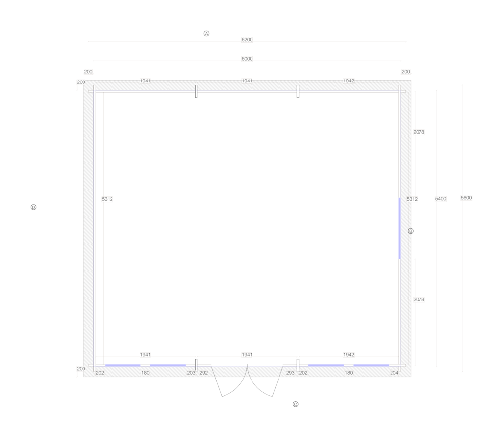 Floor plan image for Apex Garden Studio 5.6x6.2, overall footprint 5.6x6.2m
