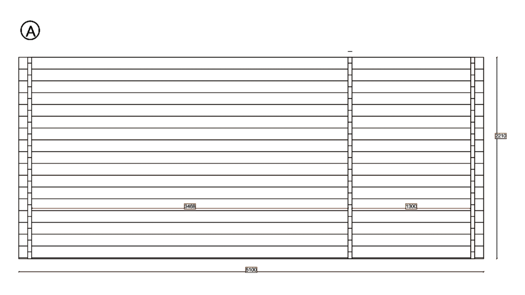 Elevation A of Garden Room 2.4x4.8, dimensioned drawing