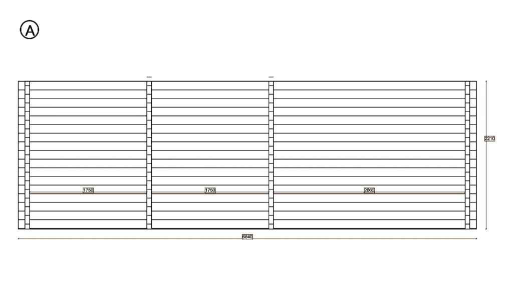 Elevation A of Pent Garden Room 3.0x6.5, dimensioned drawing