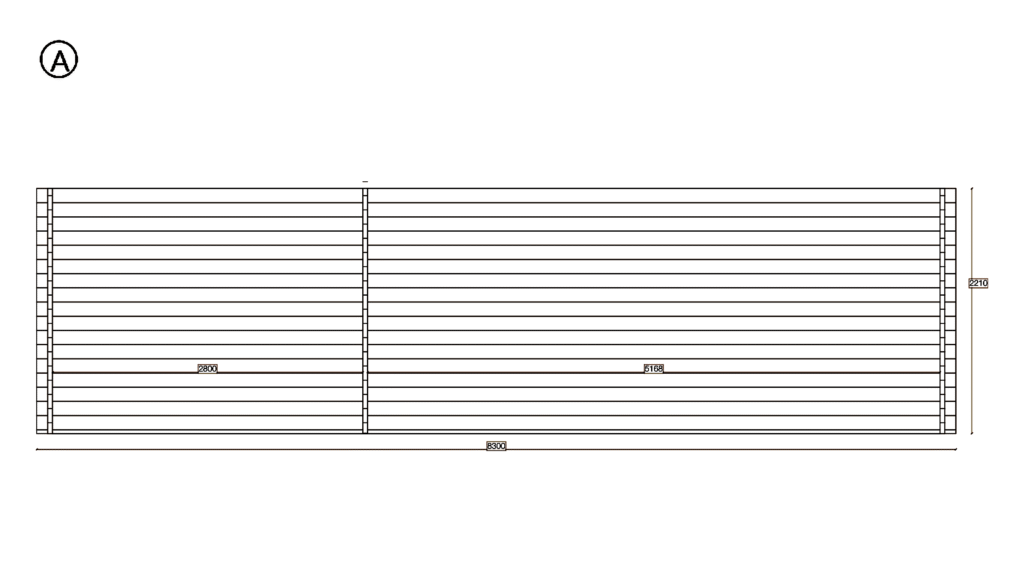 Elevation A of Pent Holiday Cabin 3.7x8.0, dimensioned drawing
