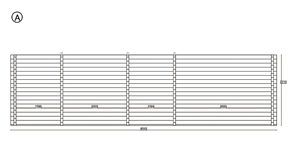 Elevation A of Pent Holiday Cabin 4.0x8.0, dimensioned drawing