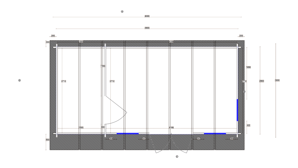 Floor plan of Pent Summer House 3.0x6.0, dimensioned drawing