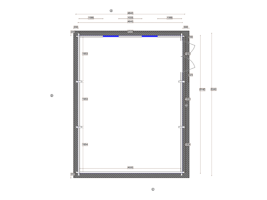 Floor plan of Apex Timber Building 6.3x4.8, dimensioned drawing