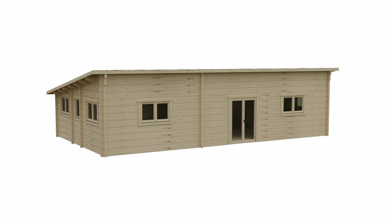 DrafTimber 2 bed cabin: the same building with a pent roof