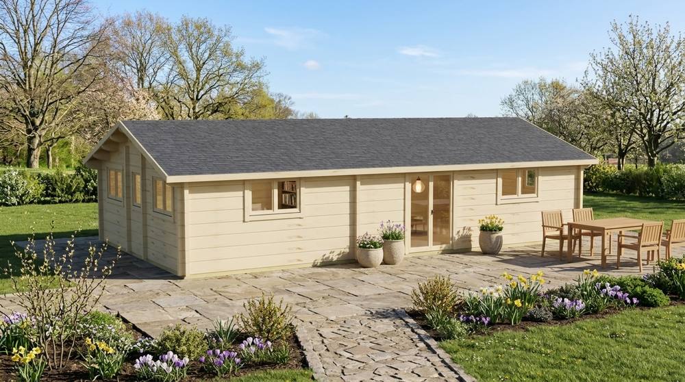 DrafTimber 2 bed cabin: photo-style visualisation made from the 3D model